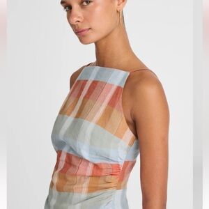 Madewell Ruched Squareneck Tank in Linen-Cotton